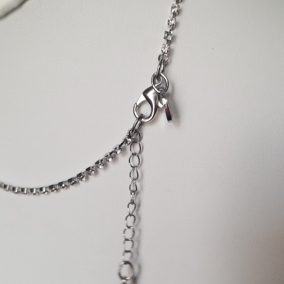 Prom Wedding Silver Rhinestones Necklace Valentines Day - Picture 8 of 9